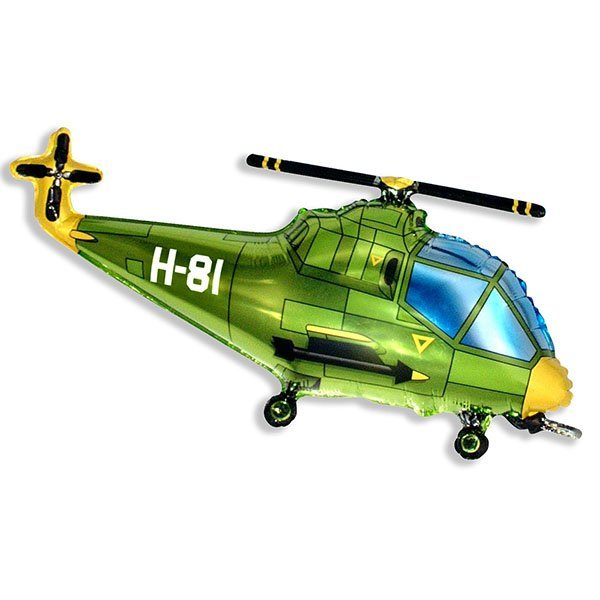 Фигурный шарик из фольги Вертолет зеленый 57смХ96см