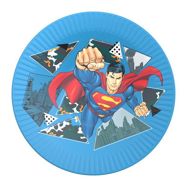 Тарелки бумажные Супермен 18см