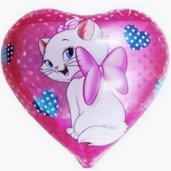 Фольгированный шар Сердце Кошка с бантиком 18"/45 см