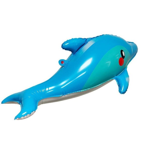 Фигурный шарик из фольги под воздух Дельфин голубой 37"/94см