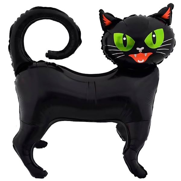 Фольгированный шар фигура 3D Черный кот 24"/61 см 