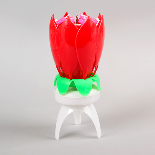 Свеча музыкальная Тюльпан красная 14,5 × 6 см