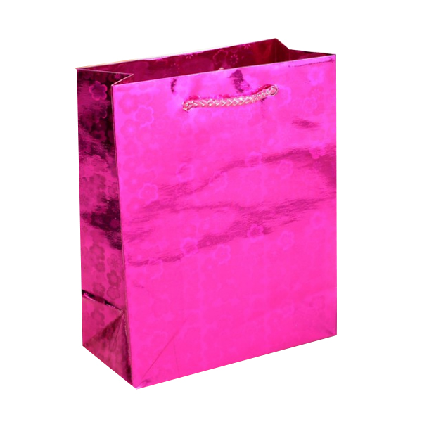 Пакет голография 12 х 15 х 6см розовый