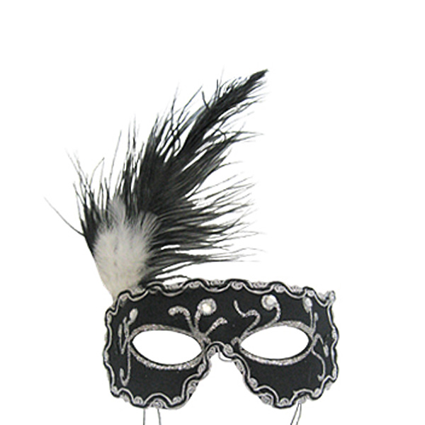 Карнавальная маска Ночь черная с перьями