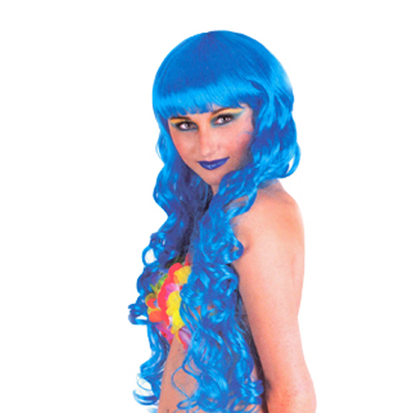 Карнавальный парик Голубой длинный