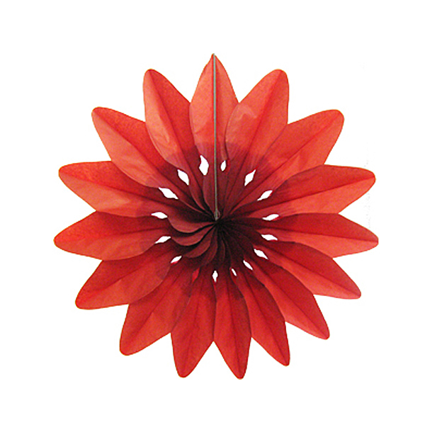 Бумажное украшение Уценка Цветок красный 36см