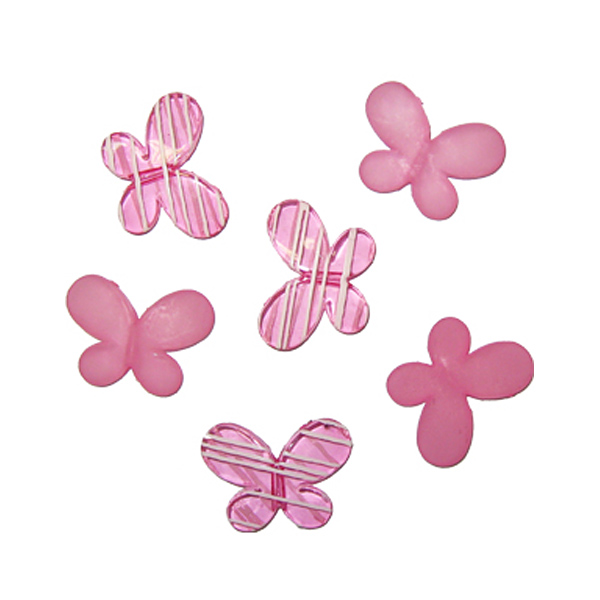 Декоративные бусины Мотылек розовое ассорти 3см х 2,2см