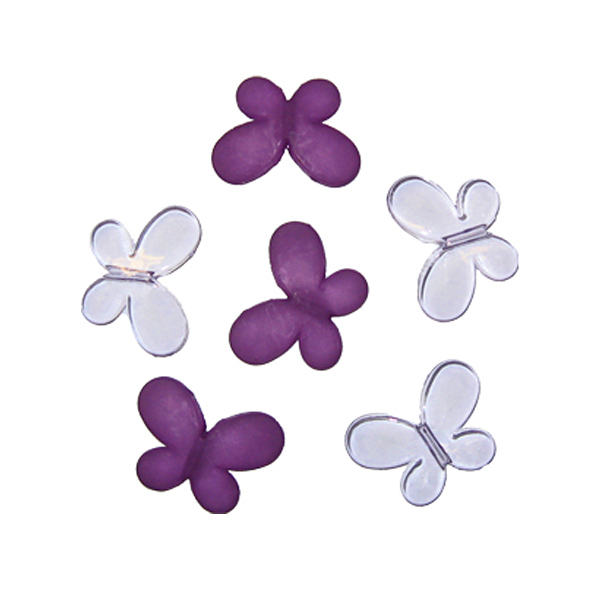 Декоративные бусины Мотылек фиолетовое ассорти 3см х 2,2см