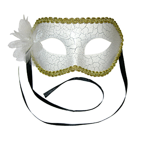 Карнавальная маска Мистерия белая с цветком