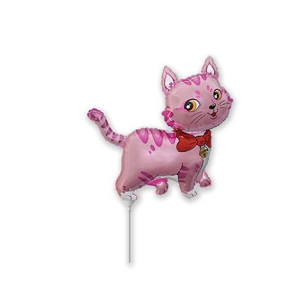 Воздушный шарик из фольги Мини фигура Кошечка розовая 33смХ33см
