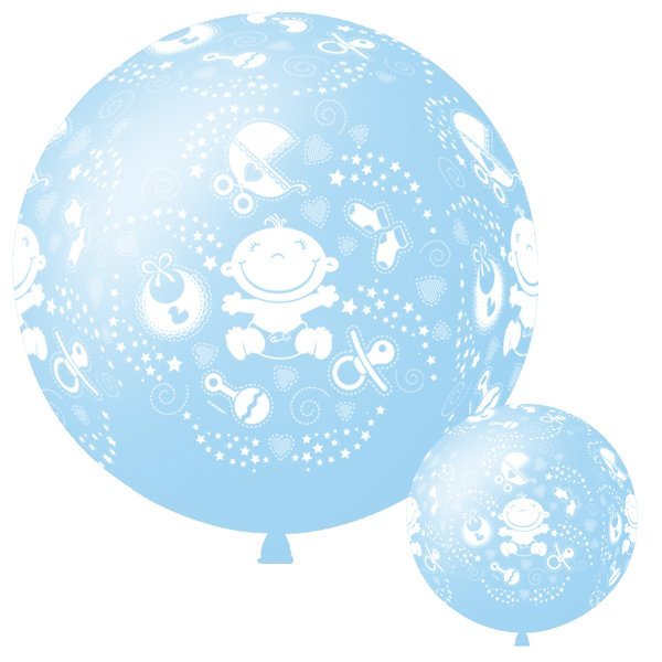 Воздушный шарик 36"/91см с 6ст. рис. (шелк) Декоратор SKY BLUE С Днем Рождения Малыш