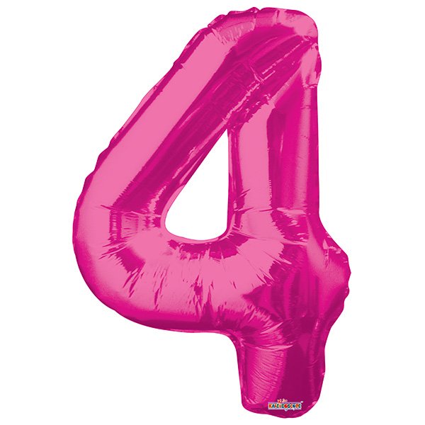 Фигурный шарик из фольги Цифра 4 розовая 86см