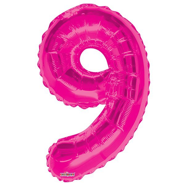 Фигурный шарик из фольги Цифра 9 розовая 86см