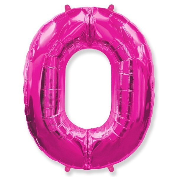 Фигурный шарик из фольги Цифра 0 розовая  102см