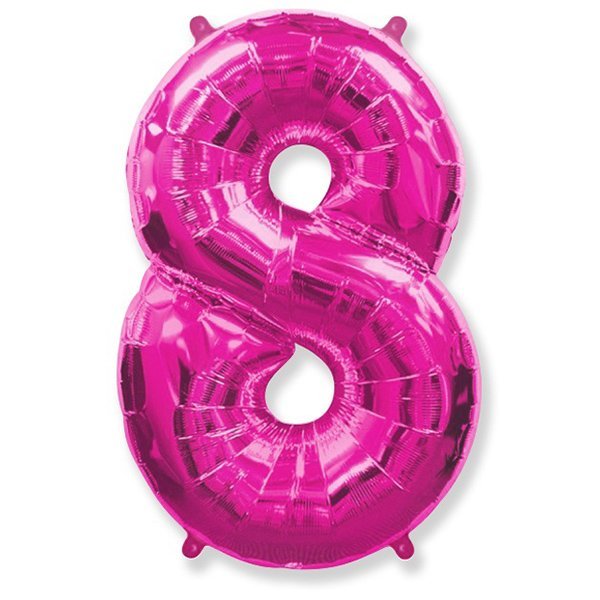 Фигурный шарик из фольги Цифра 8 розовая 102см