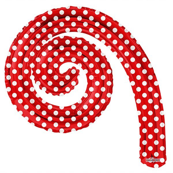 Фольгированный шарик Спираль RED в горошек 14"/36см