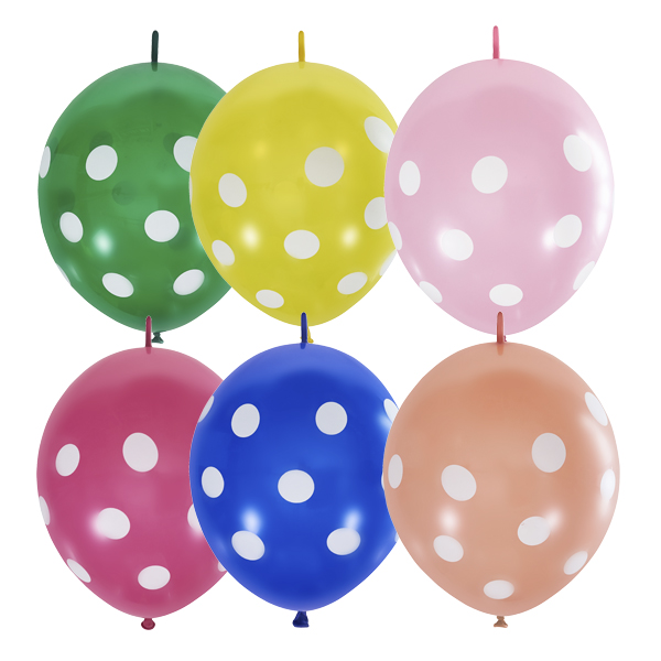 Воздушные шарики LINKING 12"/30см с 4 ст. рис (шелк) Декоратор Горошек ассорти