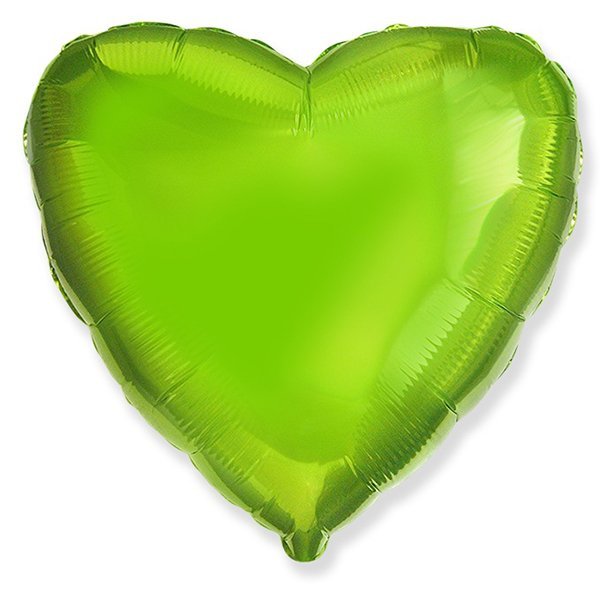 Фольгированный шарик без рисунка Сердце LIME GREEN 18"/45см
