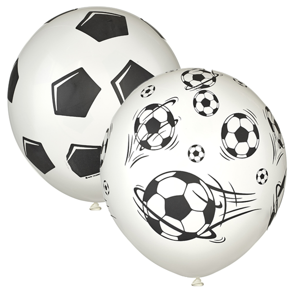 Воздушные шарики 12"/30см с 5ст. рис. (растр) WHITE Футбол
