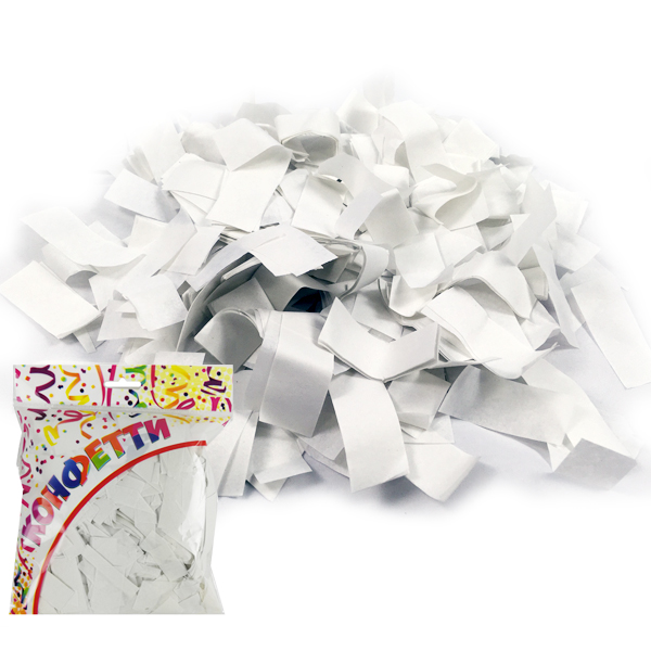 Конфетти бумажное Прямоугольники белые 2*5см 100гр