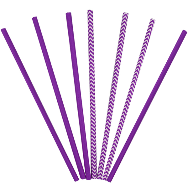 Трубочки бумажные ассорти Purple 12(6+6)шт