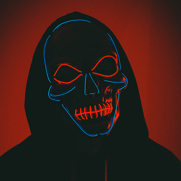 Карнавальная маска c подсветкой Череп Blue/Red