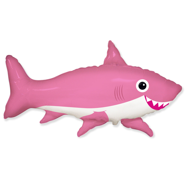 Фигурный шарик из фольги Акула розовая 60см X 100см