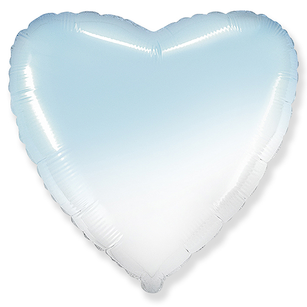 Фольгированный шарик без рисунка Сердце градиент BLUE 18"/45см
