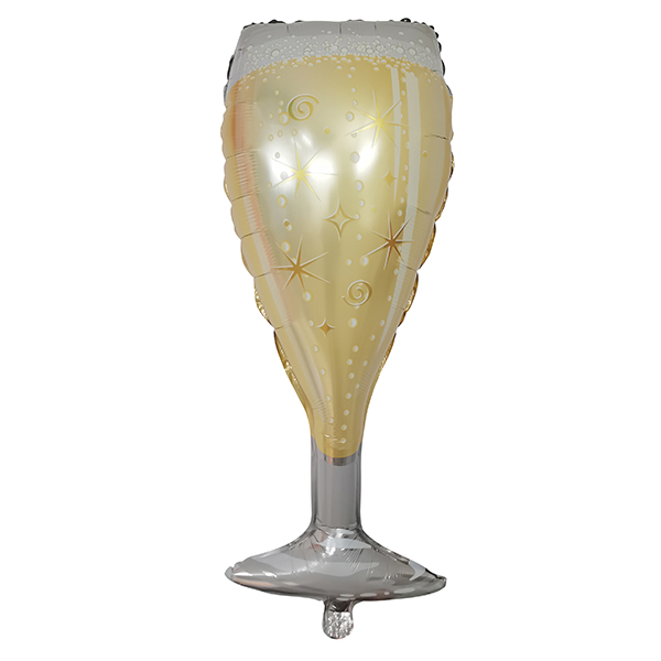 Фигурный шарик из фольги бокал Шампанского Gold 44см Х 100см