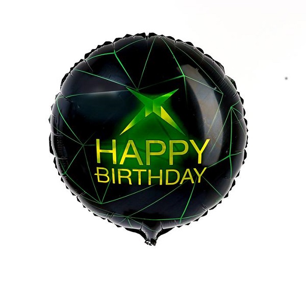 Воздушный шарик из фольги Круг Happy birthday! Черный 18/45см