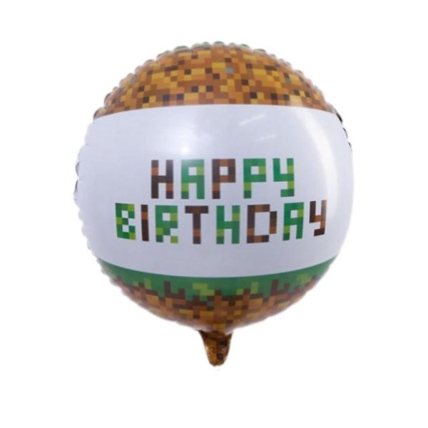 Воздушный шарик из фольги Круг С Днем Рождения! Пиксели 18/45см