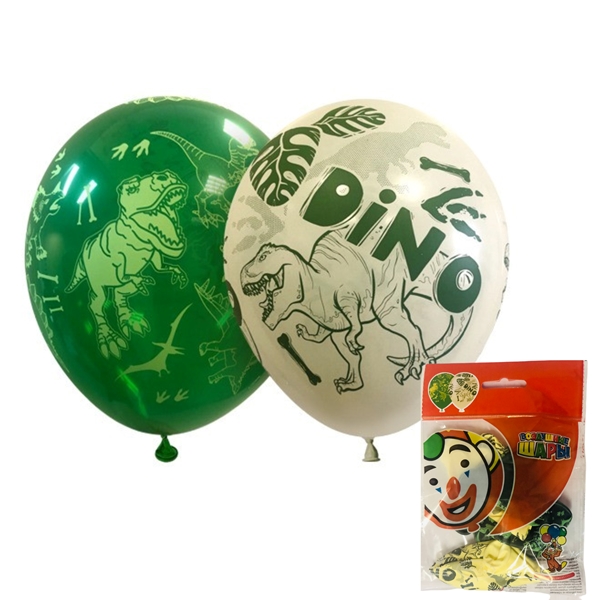 Воздушные шарики 12"/30см 5 ст. рис Динозавры