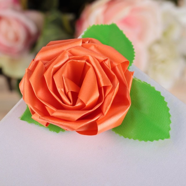 Бант-роза 6 см цвет оранжевый