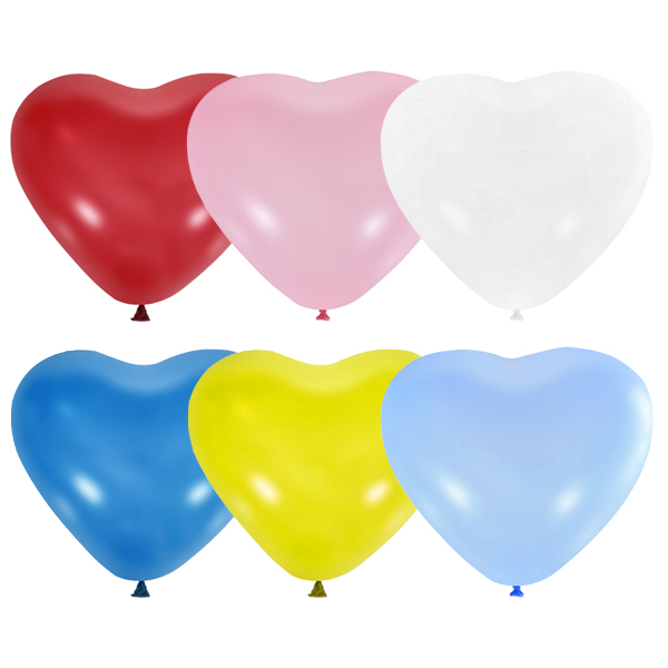 Воздушные шарики сердечки 10"/25см Пастель ассорти 8-ми цветное 