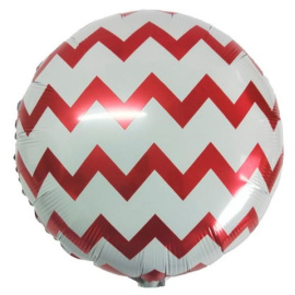 Воздушный шарик из фольги Круг White Шеврон Red 18"/45см
