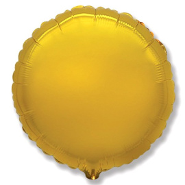 Фольгированный шарик без рисунка Круг GOLD 18"/45см