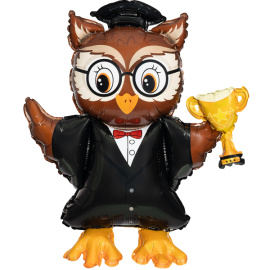 Фольгированный шар фигура Сова Выпускник 31"/79 см