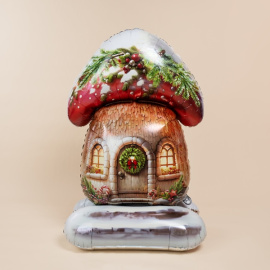 Фольгированный шар фигура 3D Новогодний гриб 43"/109 см