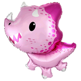 Фигурный шарик из фольги Динозаврик Трицератопс Розовый 32"/81 см