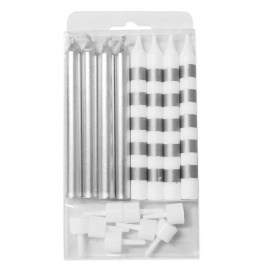 Свечи Ассорти Silver & White в полоску 8см