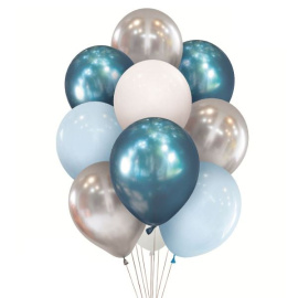 Набор шаров Голубое ассорти хром+пастель