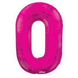 Фигурный шарик из фольги Цифра 0 розовая 86см