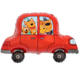 Фольгированный шар фигура Три кота автомобиль 30"/76 см