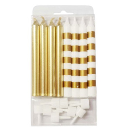 Свечи Ассорти Gold & White в полоску 8см