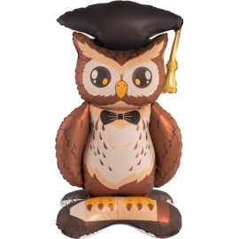 Фольгированный шар 3D на подставке Сова выпускник 59"/150 см