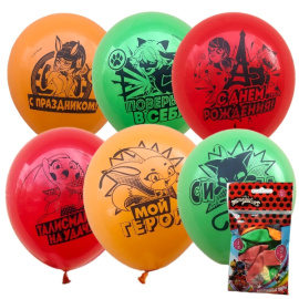 Воздушные шарики 12"/30см ассорти рис. Леди Баг и Супер-Кот