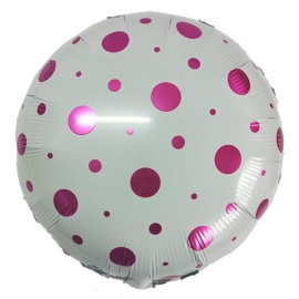 Воздушный шарик из фольги Круг White Конфетти Pink 18"/45см