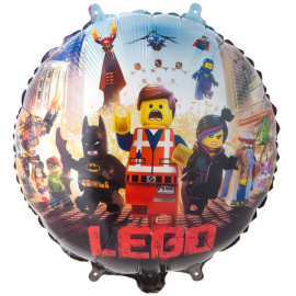 Воздушный шарик из фольги Круг Лего Человечки 18"/45см