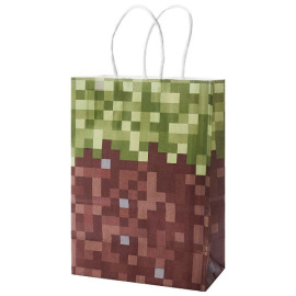Пакет крафт Пиксели Зелено-коричневый 21 х 15 х 8 см