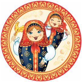 Тарелки бумажные Матрешки 23см